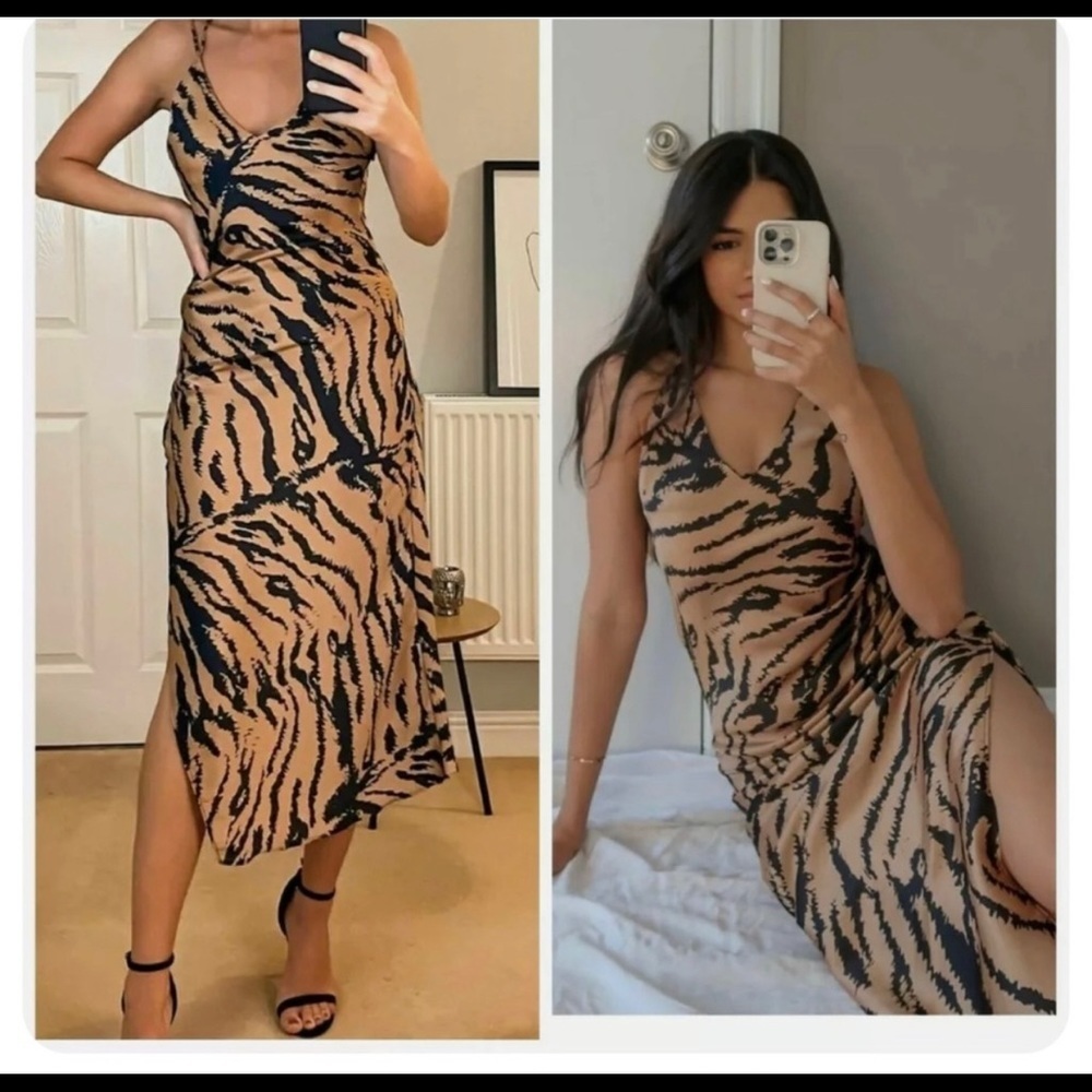 SATIN EFFECT MIDI DRESS